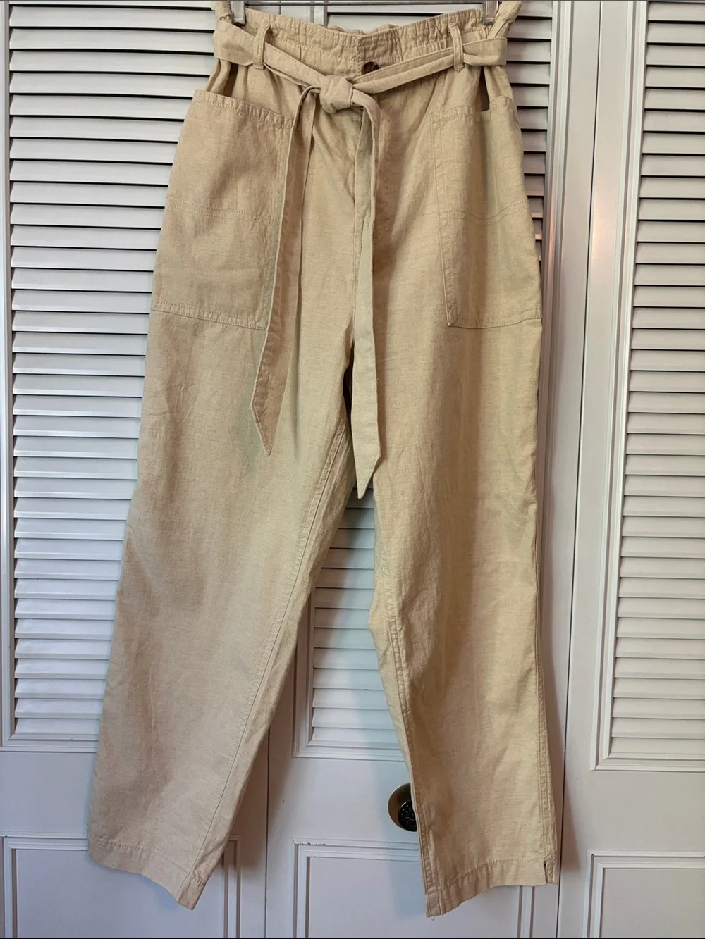 H&M Beige Paperbag Waist Trousers with Tie